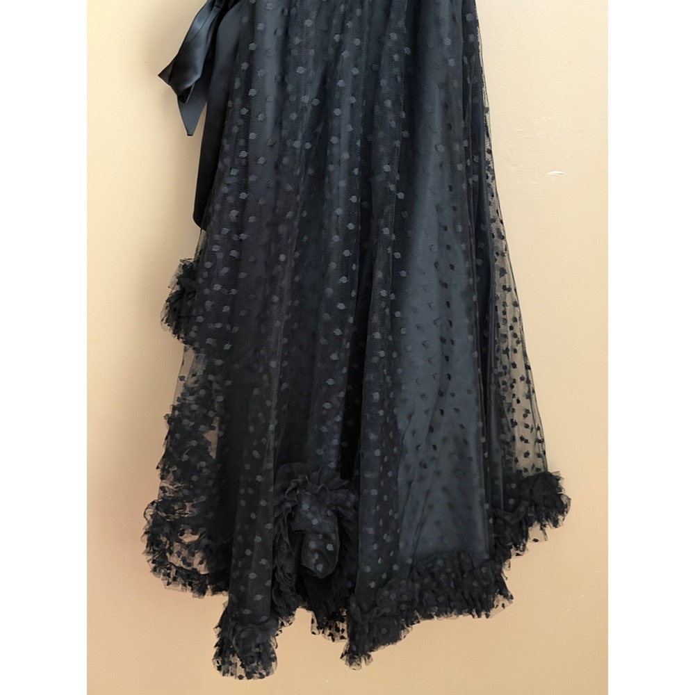 VTG 80s Black Swiss Tulle Dot One Shoulder Cocktail Dress Size 10 Whimsigoth - Picture 8 of 10